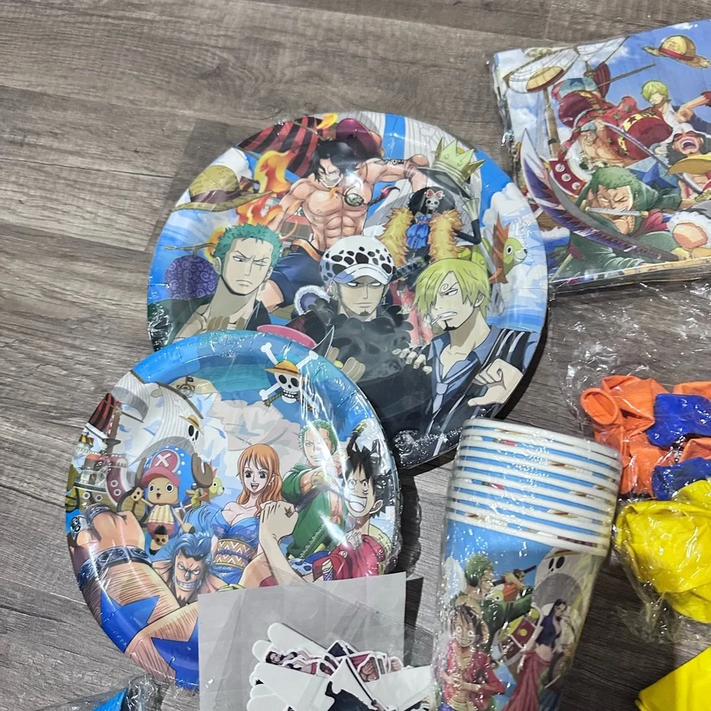 Anime Party Supplies Set with Plates, Cups, and Balloons